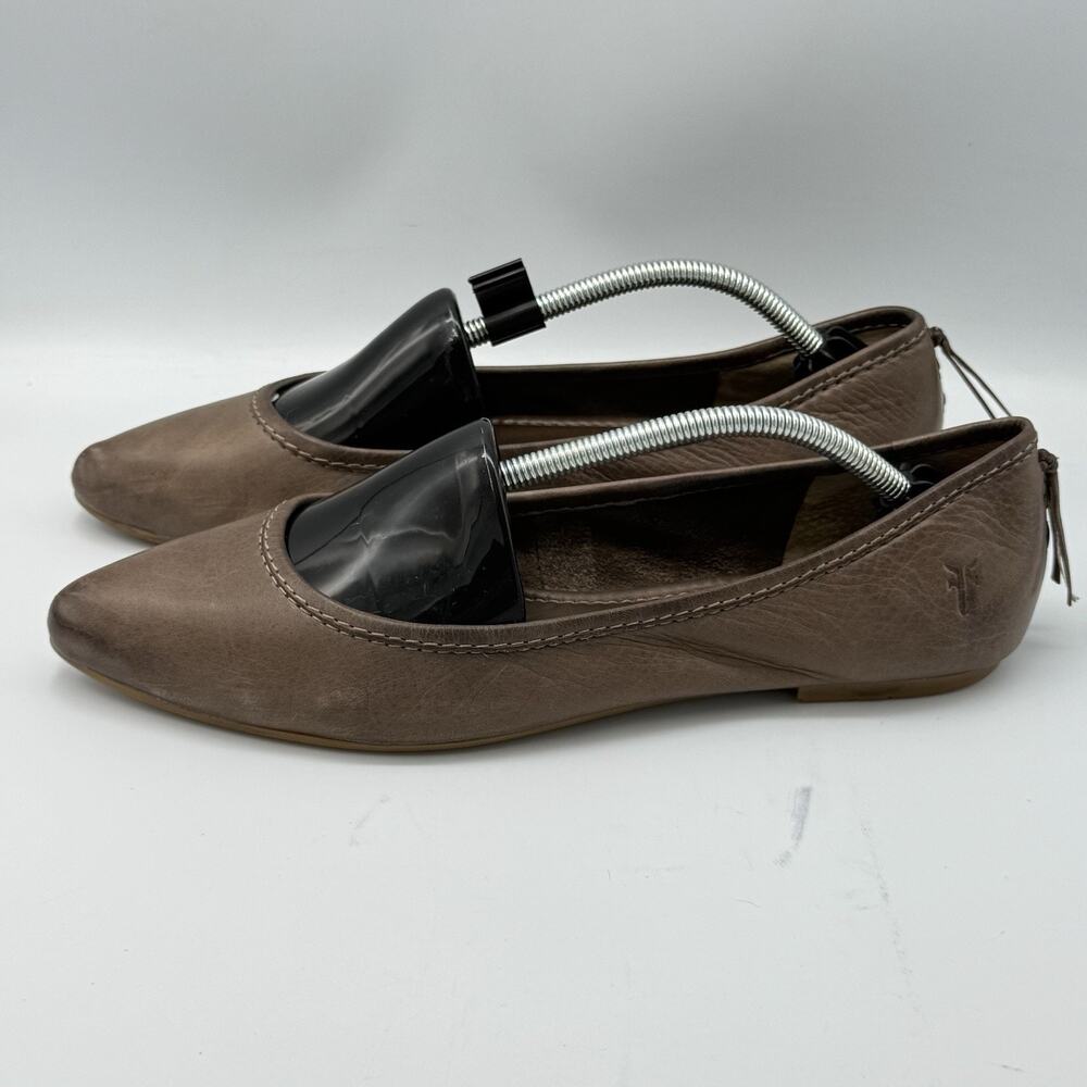 Frye Regina Wmns SIZE 8.5 Gray-Brown Point Toe Ballet Flats Boho Western Classic